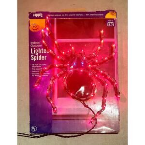 Vintage  LIGHT UP SPIDER 18” Indoor Outdoor Halloween Purple Lights Walmart